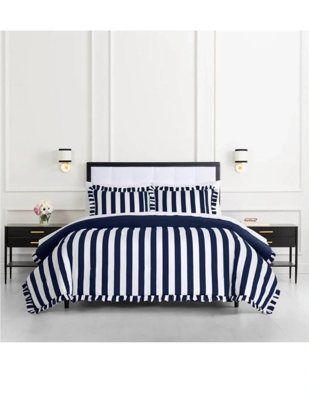 kate spade new york Sateen Ruffle King Comforter Set, 300 Thread Count Cotton